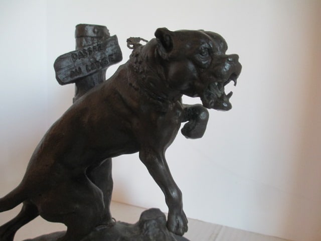 C. Valtron "Tethered Mastiff" Bronze Statue with Marble Base - 2