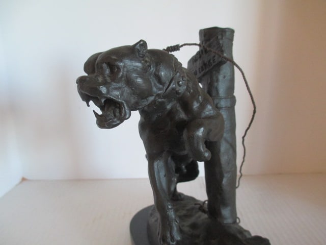 C. Valtron "Tethered Mastiff" Bronze Statue with Marble Base - 4