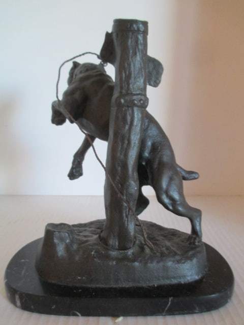 C. Valtron "Tethered Mastiff" Bronze Statue with Marble Base - 6