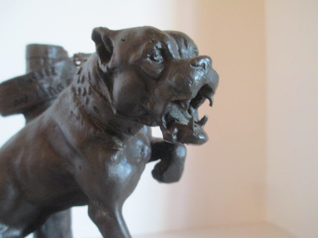 C. Valtron "Tethered Mastiff" Bronze Statue with Marble Base - 9