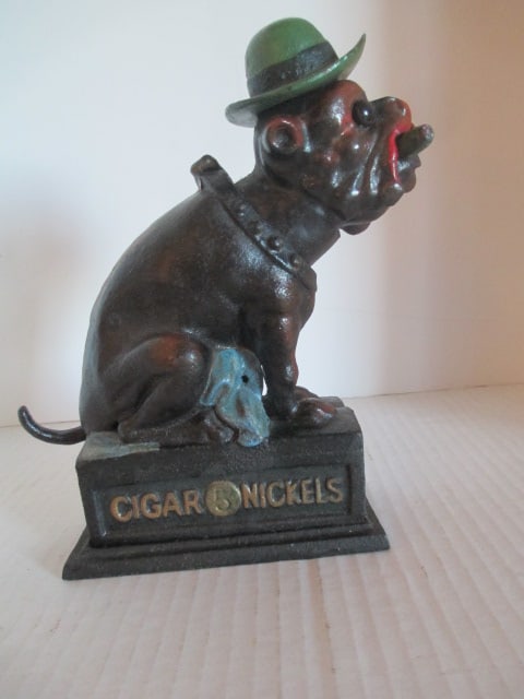 "Ole Puffer Cigar Nickels" Book of Knowledge Reproduction Mechanical Coin Bank - 2