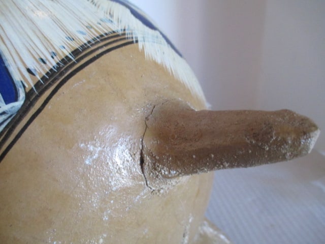 Mexican Pottery Handpainted Peacock Design Footed Vessel - 8