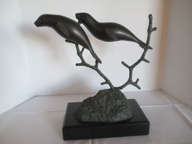SPI Home "Sea Otter Spectacle" Bronze Sculpture on Marble Base: 14"h 