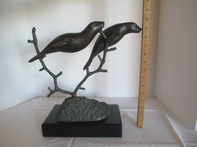 SPI Home "Sea Otter Spectacle" Bronze Sculpture on Marble Base - 5