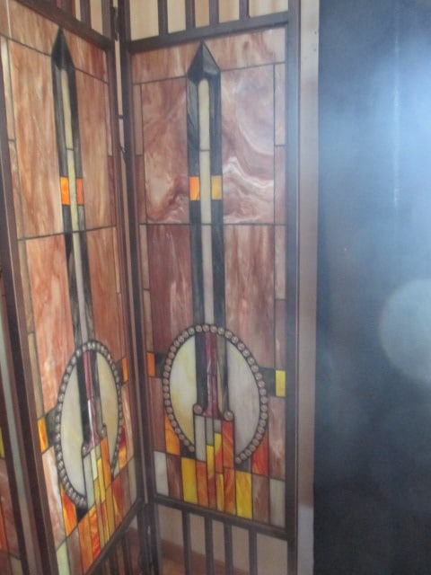 Mission Design Stained Glass Style 3 Panel Folding Screen/Room Divider - 3