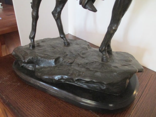 Frederic Remington "Puncher" Table Top Bronze Statue with Marble Base - 10
