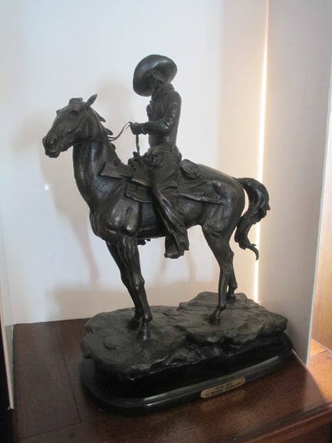 Frederic Remington "Puncher" Table Top Bronze Statue with Marble Base - 2