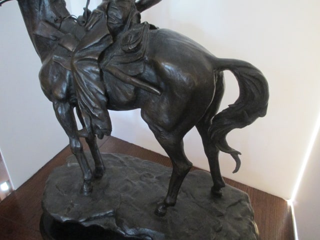 Frederic Remington "Puncher" Table Top Bronze Statue with Marble Base - 5