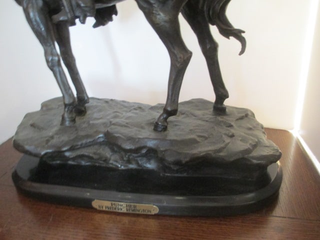 Frederic Remington "Puncher" Table Top Bronze Statue with Marble Base - 6