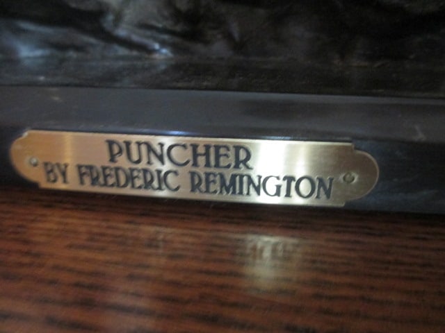 Frederic Remington "Puncher" Table Top Bronze Statue with Marble Base - 7