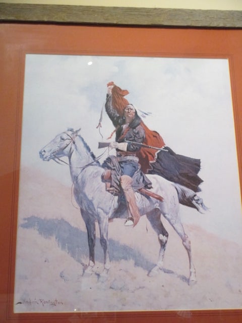 Framed and Matted Frederic Remington "The Blanket Signal" Print - 2