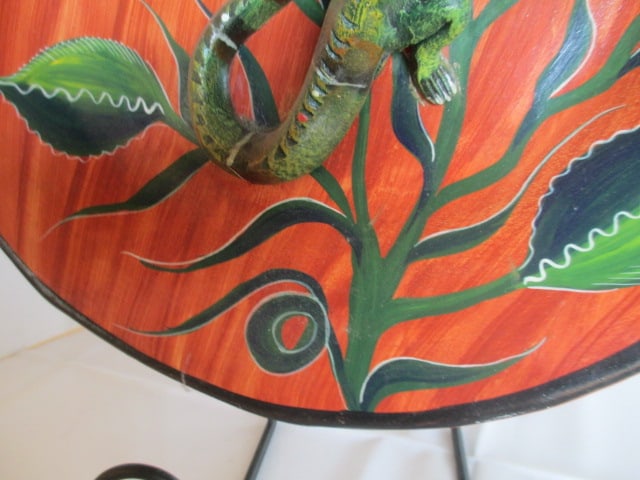 Handpainted 3-D Terra Cotta Iguana on Branch Plate - 5