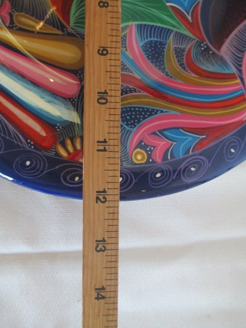 Handpainted Mexican Peacock Terra Cotta Plate - 6