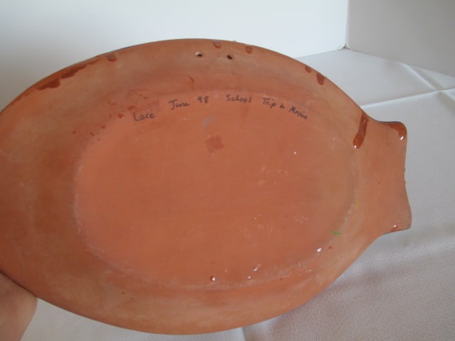 Handpainted Terra Cotta Fish Shape Mexican Plate - 4