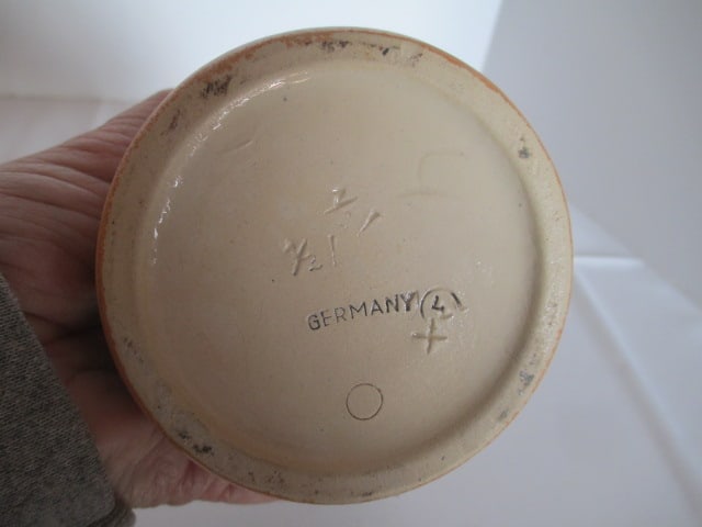 German Stein with Pewter Lid and Four Miniature Germany Stoneware Souvenir Steins - 13