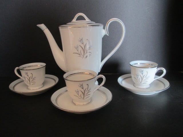 Noritake "Bluebell" Coffee Pot and Demitasse Cup and Saucers (1 of 11)
