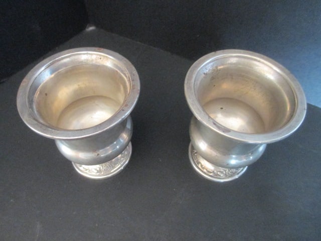 Pair of Heirloom "Damask Rose" Sterling Toothpick Holders and Toddler Cup, Pair of S. Kirk & Son - 3