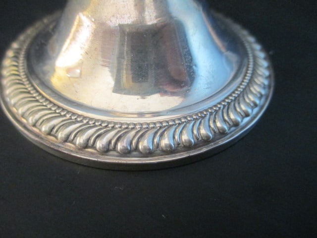 Duchin Weighted Sterling Candle Holders and Etched Glass Bud Vase with Weighted - 4