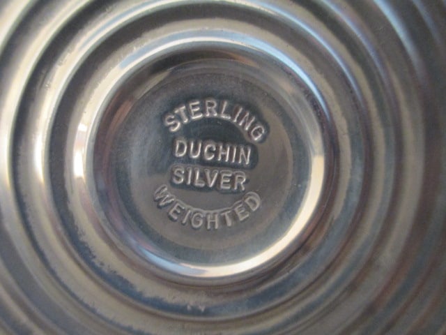 Duchin Weighted Sterling Candle Holders and Etched Glass Bud Vase with Weighted - 5