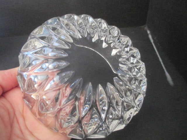 Sterling Overlay Footed Glass Dish, Crystal Vanity Dish and Art Glass Divided Box - 4