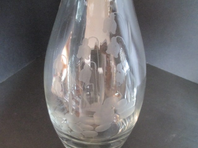 Crystal Decanter with Etched Lily of the Valley Flowers - 6