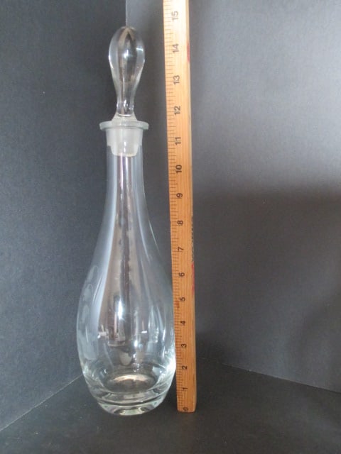 Crystal Decanter with Etched Lily of the Valley Flowers - 8