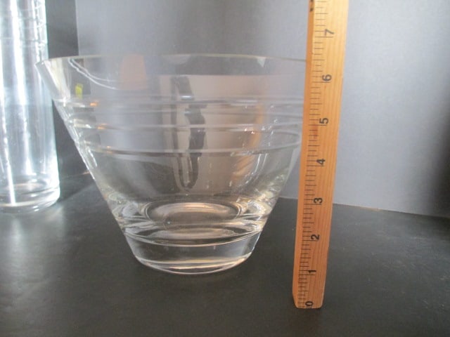 Tarnow Poland Etched Band Crystal Vase and Centerpiece Bowl - 5