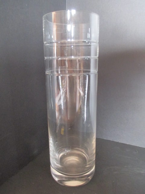 Tarnow Poland Etched Band Crystal Vase and Centerpiece Bowl - 6