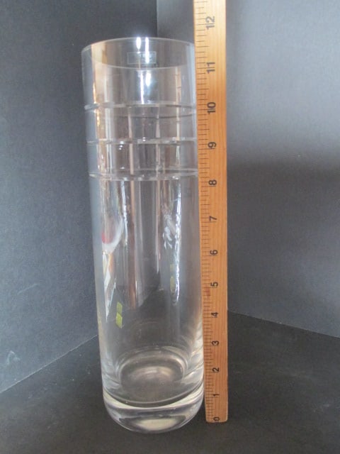 Tarnow Poland Etched Band Crystal Vase and Centerpiece Bowl - 9