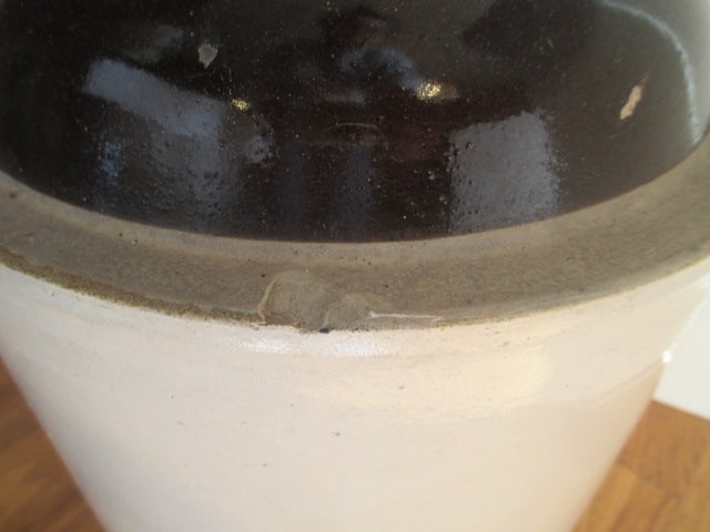 Vintage 5 Gallon Brown/White Shoulder Jug - 7