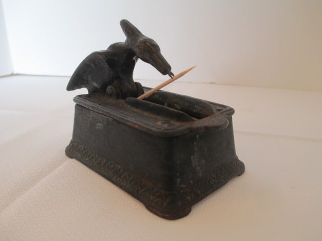 Vintage Cast Iron Woodpecker Toothpick Holder - 2