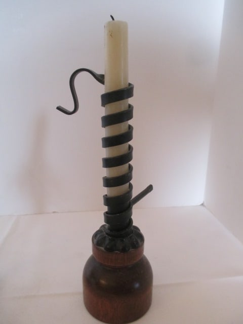 Cast Metal Monkey Candle Holder with Match Dish and Spiral Candle Holder - 2