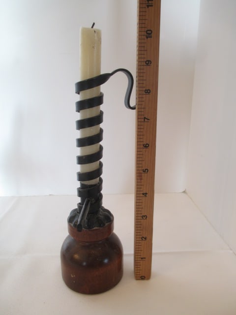 Cast Metal Monkey Candle Holder with Match Dish and Spiral Candle Holder - 4