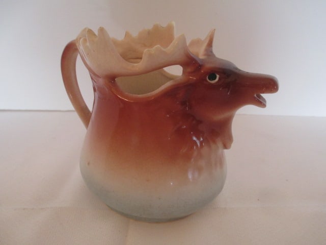 Vintage Austria Moose Form Creamer: 4 3/4"h, some crazing 