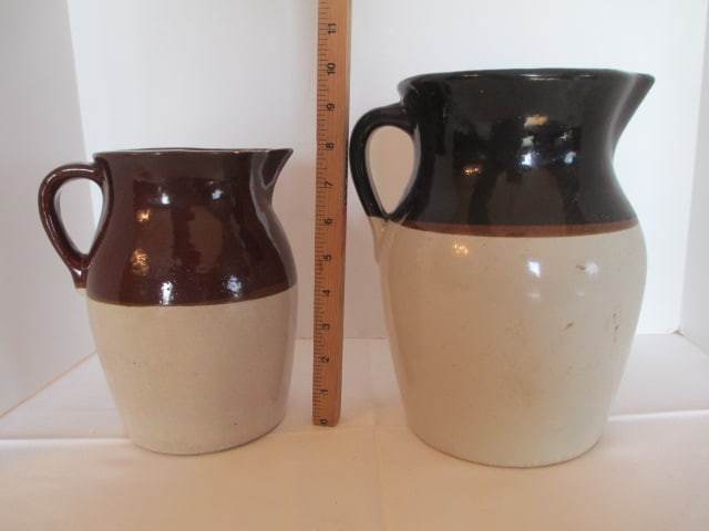 Two Brown and White Stoneware Pitchers - 11