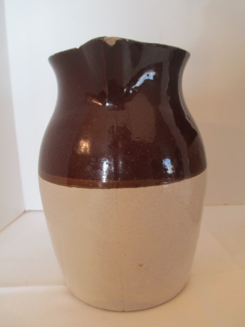 Two Brown and White Stoneware Pitchers - 3