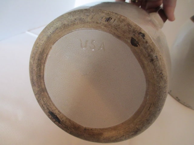 Two Brown and White Stoneware Pitchers - 6