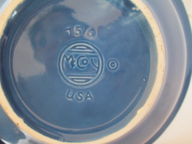 Vintage McCoy Blue Glazed Turkey Relief Design Pitcher and Wash Basin - 10