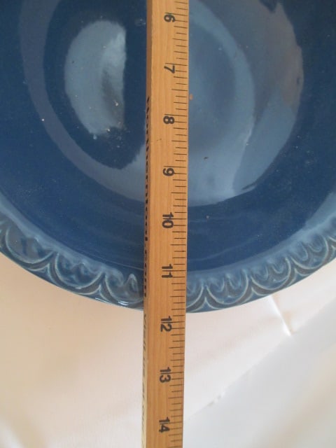 Vintage McCoy Blue Glazed Turkey Relief Design Pitcher and Wash Basin - 9