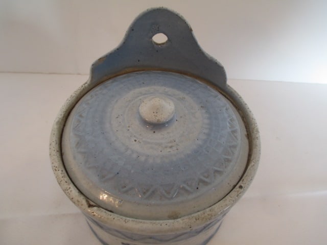 Antique Salt Glaze Salt Box with Lid - 2