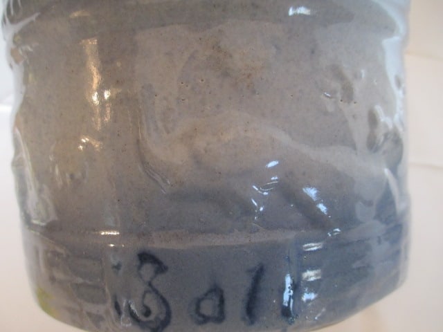 Antique Salt Glaze Salt Box and Small Mixing Bowl - 12