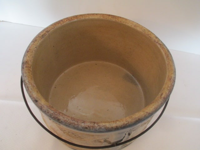 Antique Salt Glaze Crock with Lid and Bail Wire Handle - 4
