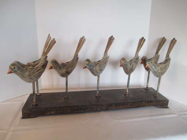 Metal Folk Art Style Birds Candle Holder Centerpiece (1 of 5)