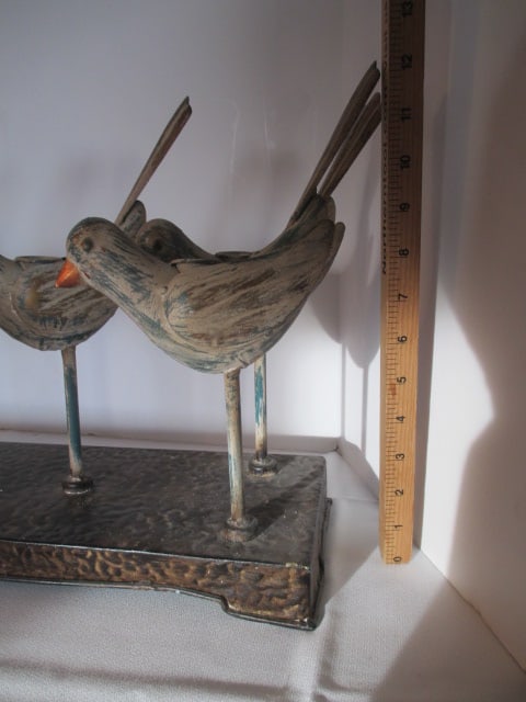 Metal Folk Art Style Birds Candle Holder Centerpiece - 4
