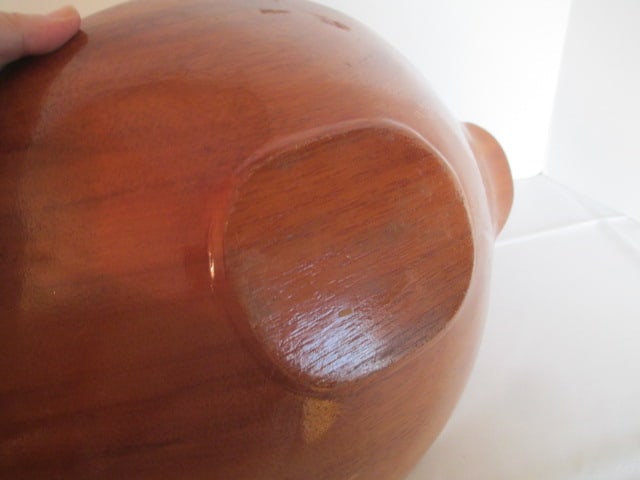 Midcentury Wood Covered Bowl and Servers - 5