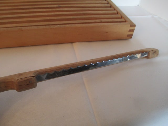 Wood Cutting Board and Wooden Handle Bread Knife - 6