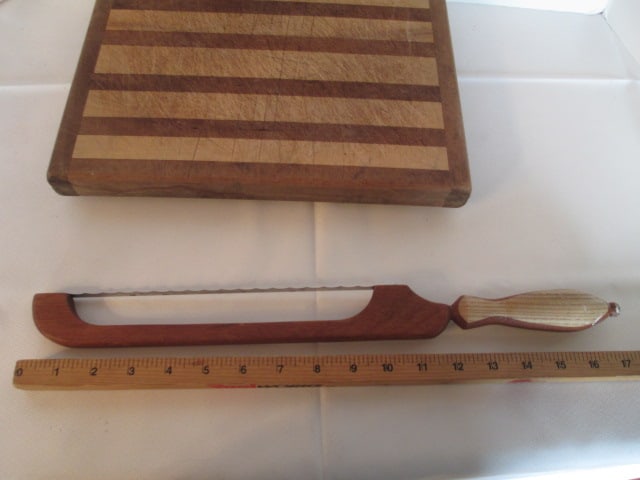 Wood Cutting Board and Wooden Handle Bread Knife - 7