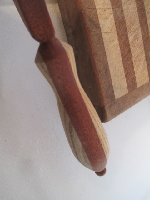 Wood Cutting Board and Wooden Handle Bread Knife - 8