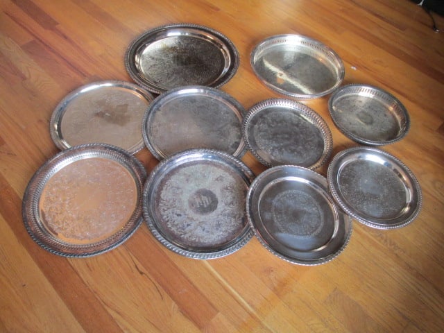 Grouping of Silverplate Serving Trays (1 of 6)