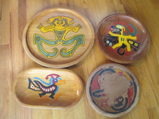Mexican Tribal Motif Wood Serving Trays (1 of 5)